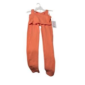 Yogalicious L 10/12 peach racer back bra and high waisted leggings set NWT